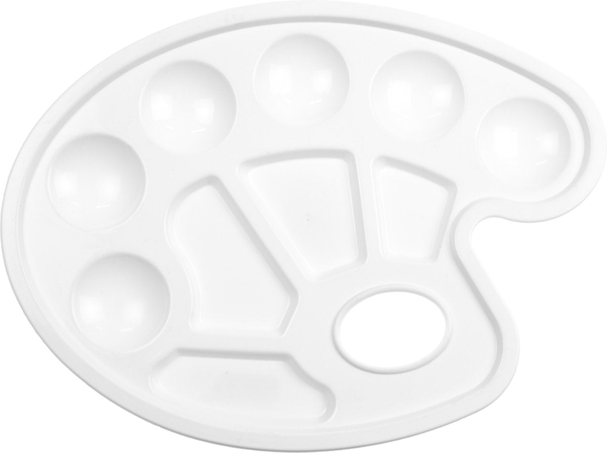 Kangaro-Malerpalette – 17 x 23 cm – oval – Kunststoff – weiß – 10 Fächer – k-830103