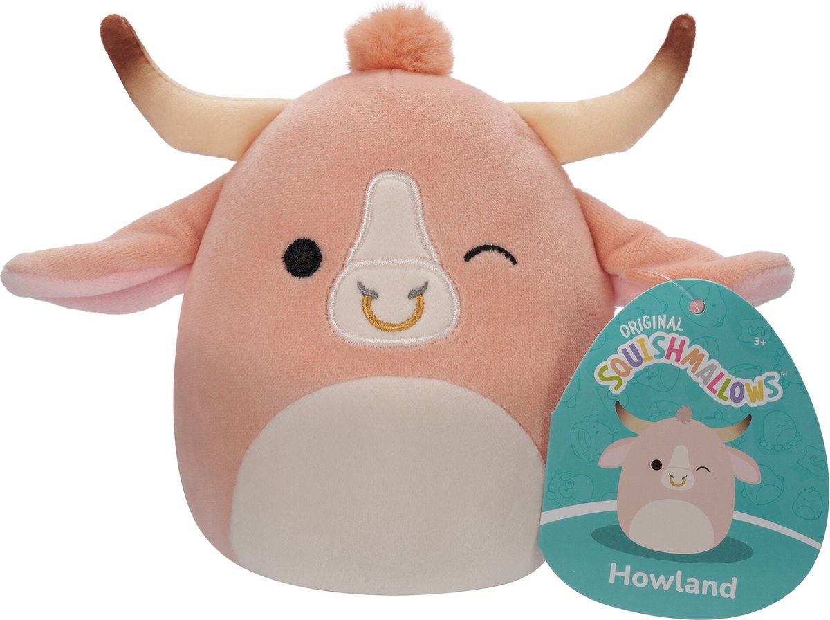 Squishmallows Howland – pfirsichfarbener Brahma-Stier, 40 cm Plüsch