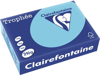Clairefontaine Trophäe Pastell, farbiges Papier, A4, 210 g, 250 Blatt, leuchtendes Blau