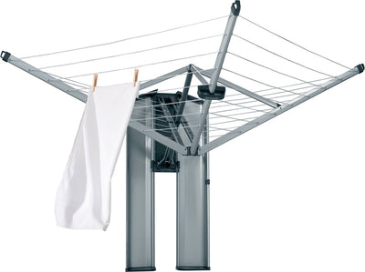 Brabantia Wallfix Wand-Wäscheständer – mit Aufbewahrungs- und Schutzbox – 24 m – Metallic-Grau