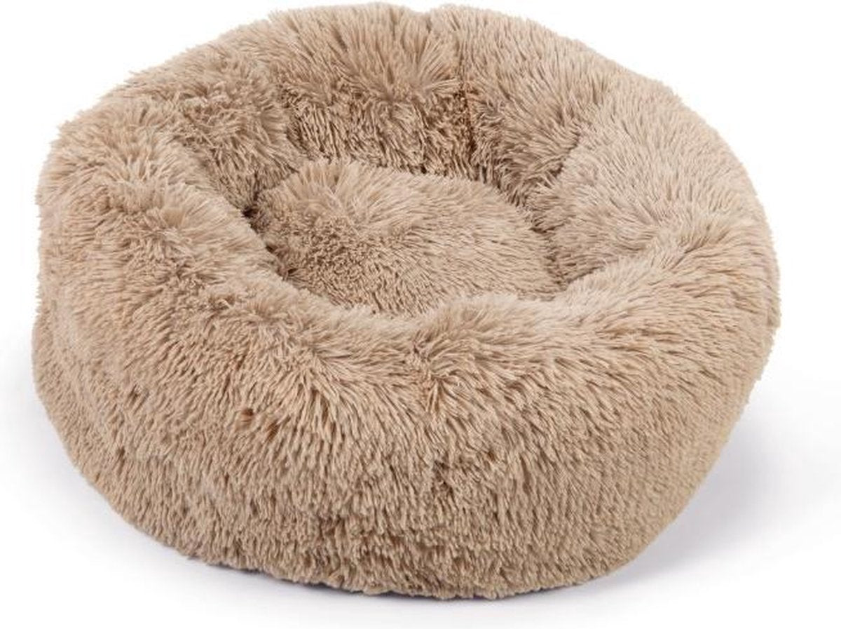 Beeztees Yali – Hundebett – Plüsch – flauschig – Beige – Durchm. 60 cm