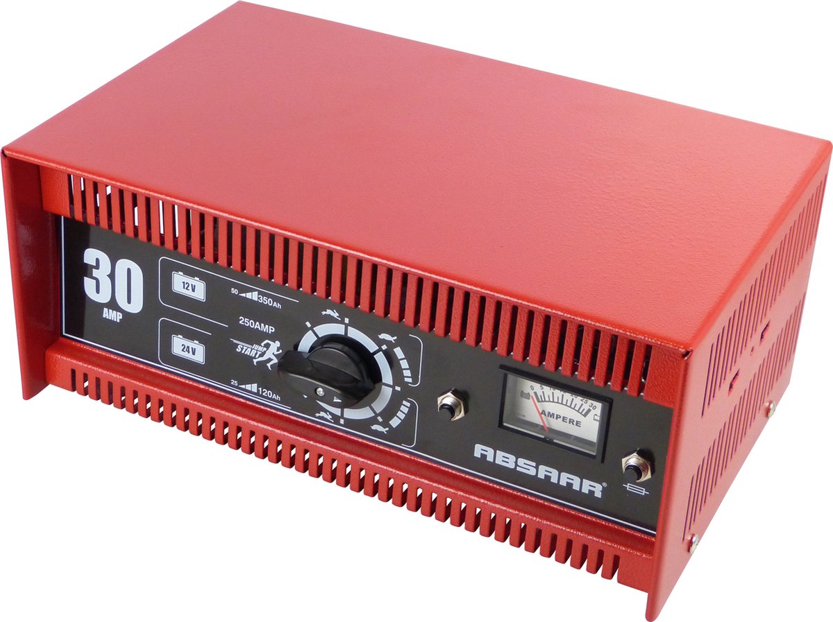 Absaar Batterieladegerät SH250 30 Ampere – 12 V 24 V mit Starthilfe – Metallgehäuse