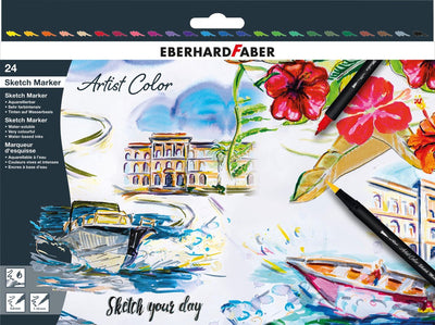 Eberhard Faber Skizzenmarker – Künstlerfarbe – 24 Stück – sortiert – EF-558224