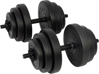 Tunturi Gewichte – Langhantel-Set – Kurzhantel-Set – 2 Stück – insgesamt 28 kg – schwarz – Vinyl – inkl. kostenlose Fitness-App