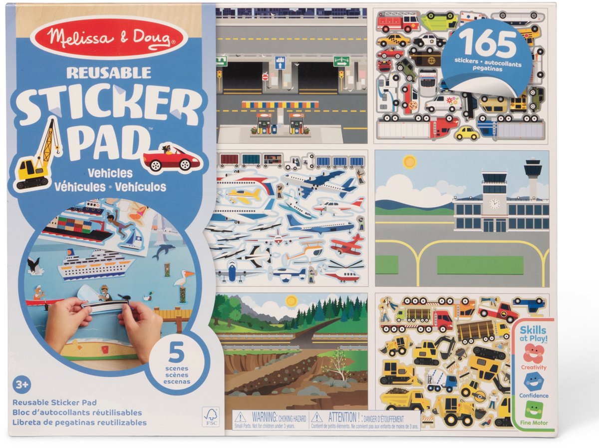 Melissa Doug – Wiederverwendbares Aufkleberbuch – Fahrzeuge – 165 Aufkleber