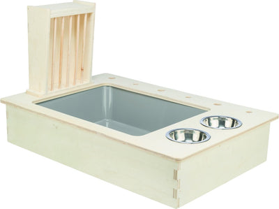 Trixie -Fütterungsstation mit Fütterungsbehälter Wasserbank Hooi Ruif Wood Naturel