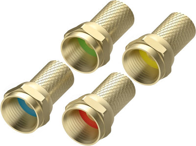 Hama F-Stecker, 7,0 mm, schraubbar, 4 Stück, farblich gekennzeichnet