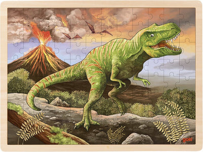 Goki-Puzzle: T-Rex 40x30x0,8cm, 96-teilig, Holz, 3+