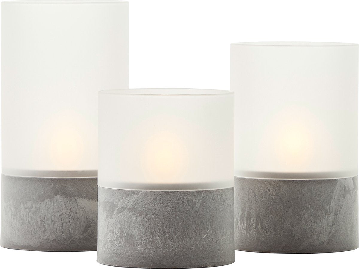 Brilliant Zündkerzenbatterie - Tischlampe - LED - Flackerndes Kerzenlichtset - Grauweiß - IP44