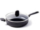 Greenpan Memphis Schmorpfanne 28 cm mit Deckel – 4,2 l – PFS-freie Antihaftbeschichtung – Schmorpfanne Induktion – Keramikpfanne – ofenfest bis 160 °C – Kaltgriffe – mit Glasdeckel – Schwarz