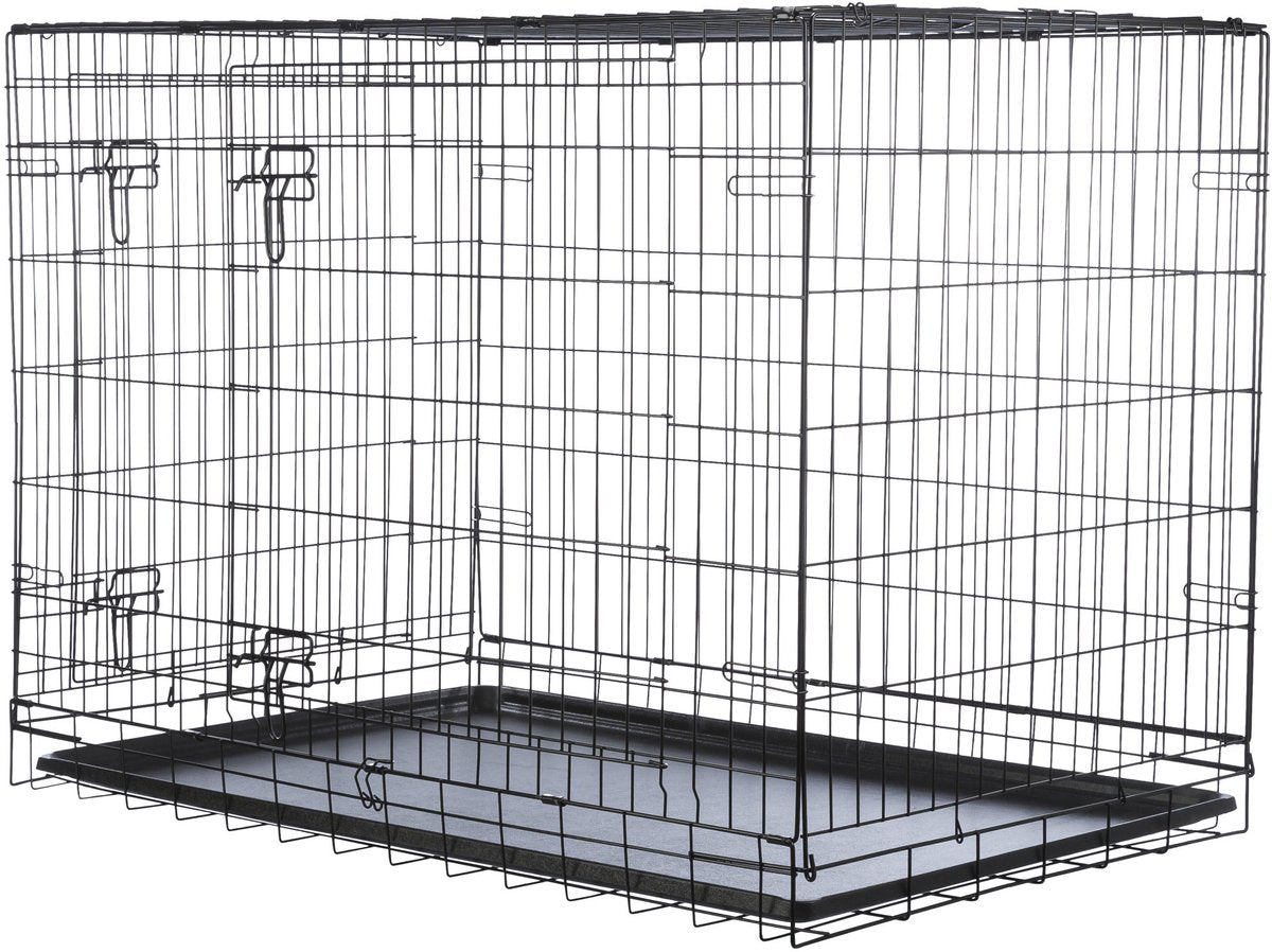 Trixie Hundehütte – faltbar, schwarz – 109 x 71 x 79 cm, mit Sicherheitsschlössern, Kunststoff-Schiebeschublade