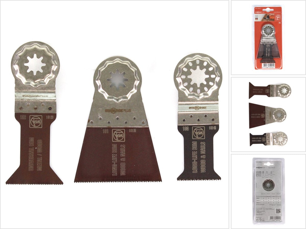 Fein 35222952030 3-teiliges E-Cut-Kombi-Sägeblatt-Set für den universellen Einsatz