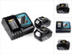 Makita-Stromquellen-Kit Li 18 V – 2 x BL1860B 6,0 Ah-Akkus + DC18RC-Schnellladegerät