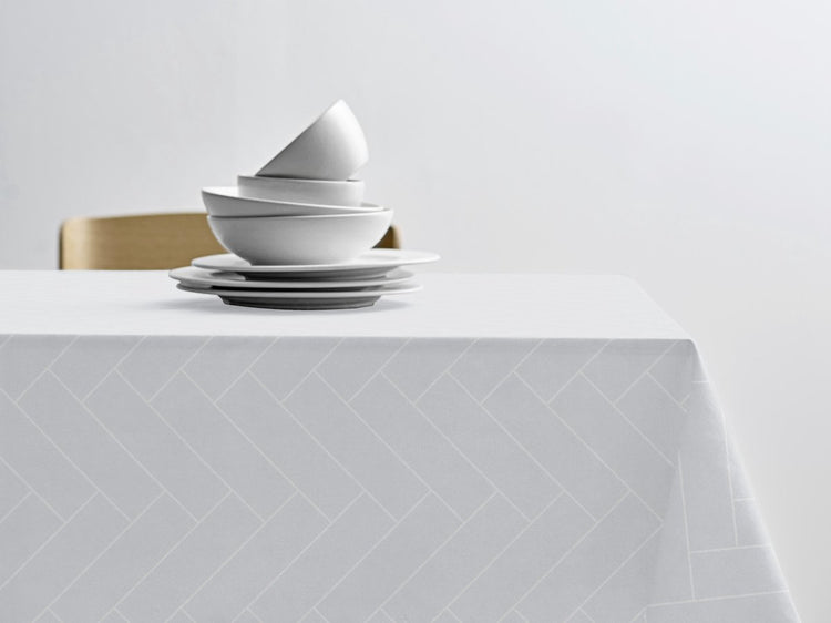 Södahl Tiles Damast Tischdecke 140 x 270 cm weiß