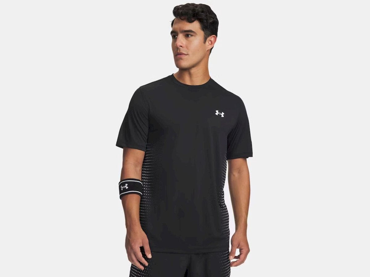 Under Armour ua Tech Play Short Sleeve-Blk Herren-Sportshirt – Schwarz und Weiß