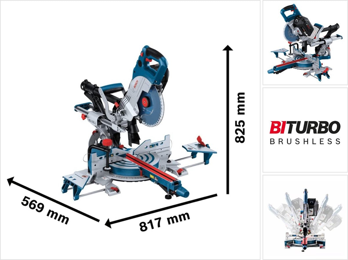 Bosch Blue GCM 18V-216 DC professionelle Akku-Gehrungssäge | Biturbo | exkl. Akku und Ladegerät - 0601b47000