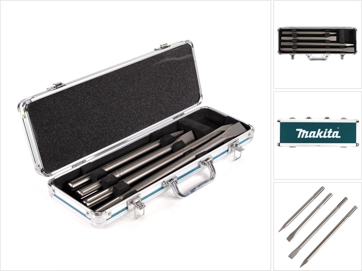 Makita Zubehör 4-teiliges SDS Max Meißelset: Spitze, flach im Aluminiumkoffer D-42466 - D-42466