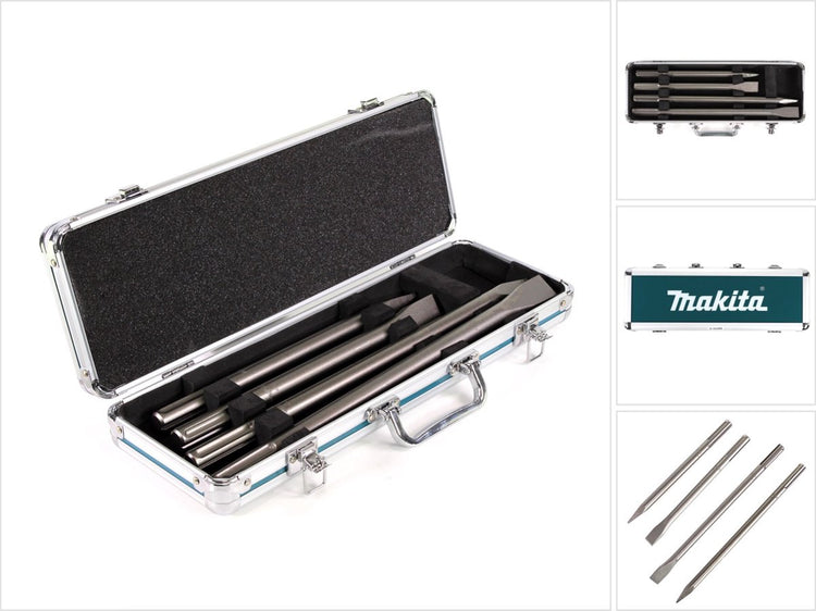 Makita Zubehör 4-teiliges SDS Max Meißelset: Spitze, flach im Aluminiumkoffer D-42466 - D-42466