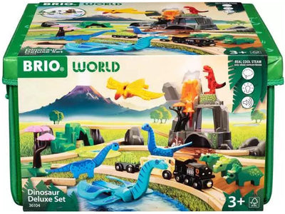 Ravensburger Brio World - 36104 Luxus-Set mit Dinosauriern | 45-teiliges Set Spielzeugeisenbahnen für Kinder ab 3 Jahren