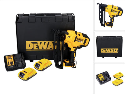 Dewalt dcn660d2 18-V-Li-Ionen-Akku-Finishing-Nagler-Set (2 x 2,0-Ah-Akku) im Koffer – 32–63 mm – 16 Gauge – bürstenlos