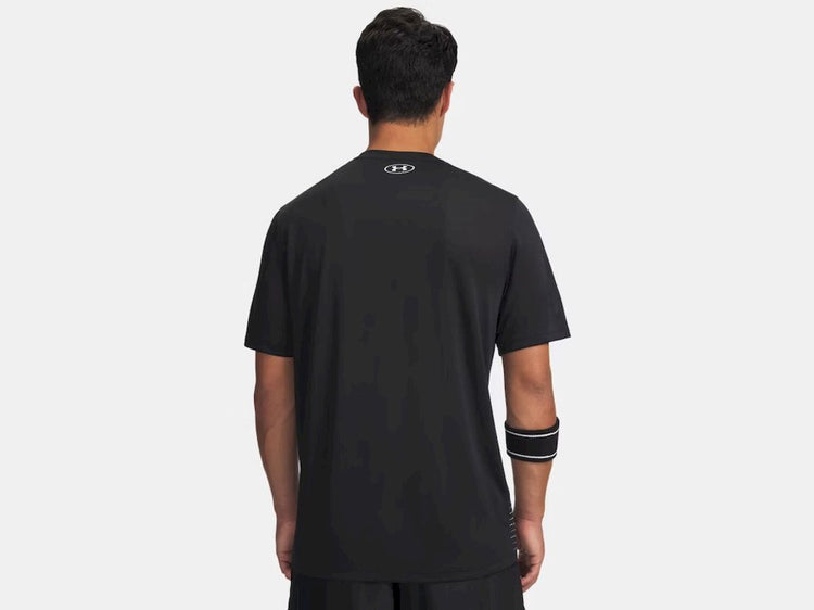 Under Armour ua Tech Play Short Sleeve-Blk Herren-Sportshirt – Schwarz und Weiß
