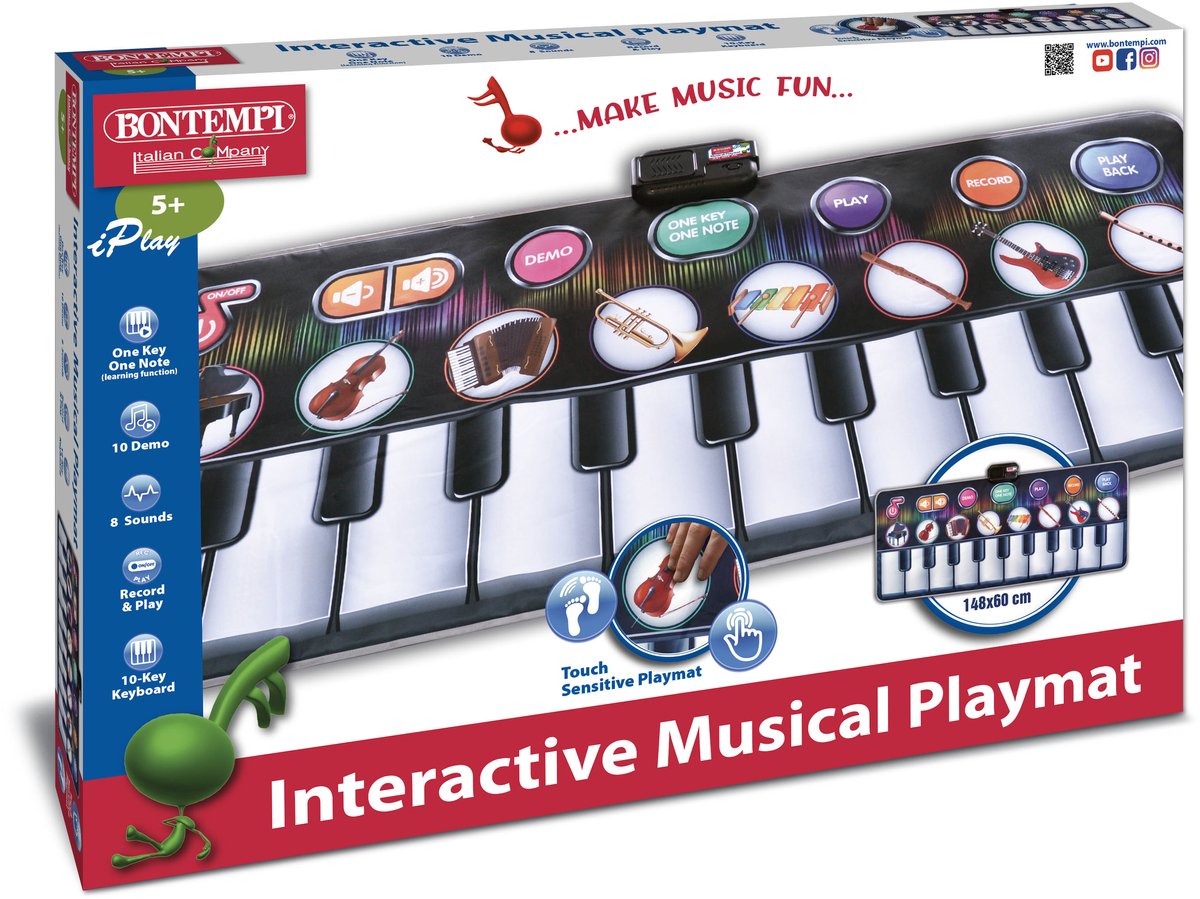 Bontempi Spa Bontempi Musikspielmatte Junior 148 x 60 cm schwarz und weiß