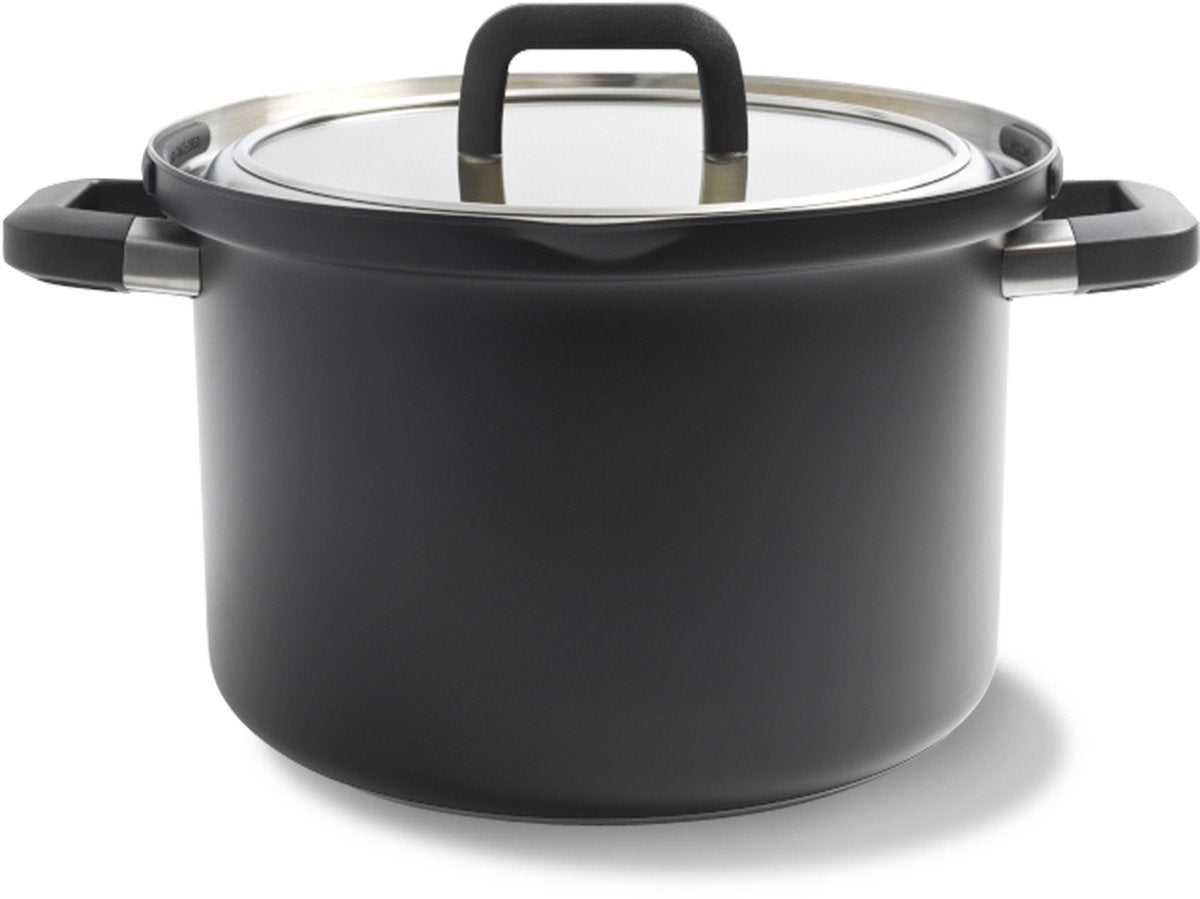 Bk Flow Cool Black Suppentopf 24 cm – 6,5 l – Kochtopf aus Edelstahl – Induktionskochtopf – ofenfest bis 160 °C – Kaltgriff – mit Deckel – schwarz