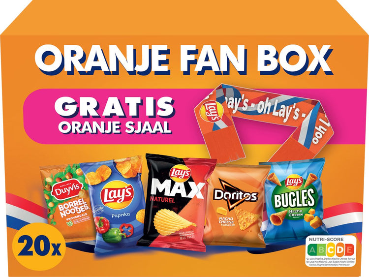 Lay's Chips Orangen-Fan-Box-Mix – Paprika, natürlicher Nacho-Käse – Box 620 Gramm enthält 20 Verteilerbeutel