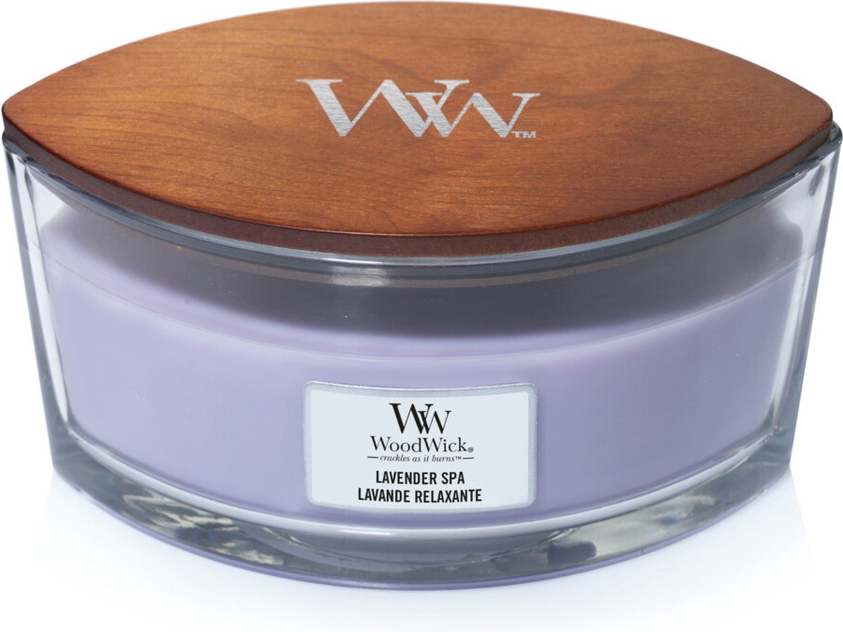 Woodwick Heartwick Flame Ellipse Duftkerze – Lavendel-Spa – 50 Brennstunden