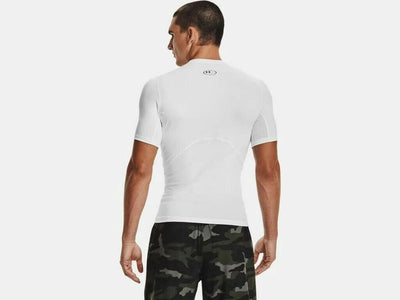 Under Armour UA HG Armour Comp SS-WHT Herren-Sportshirt – Weiß – Schwarz