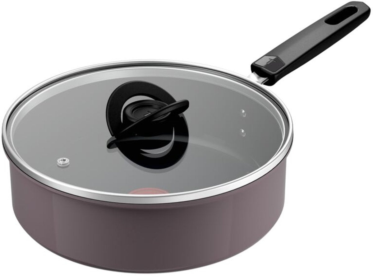 Tefal Ceramic Control Grau – Bratpfanne – 24 cm – Keramik – Induktion – inklusive Deckel – PFAS-frei – geeignet für die Verwendung mit Metallspateln
