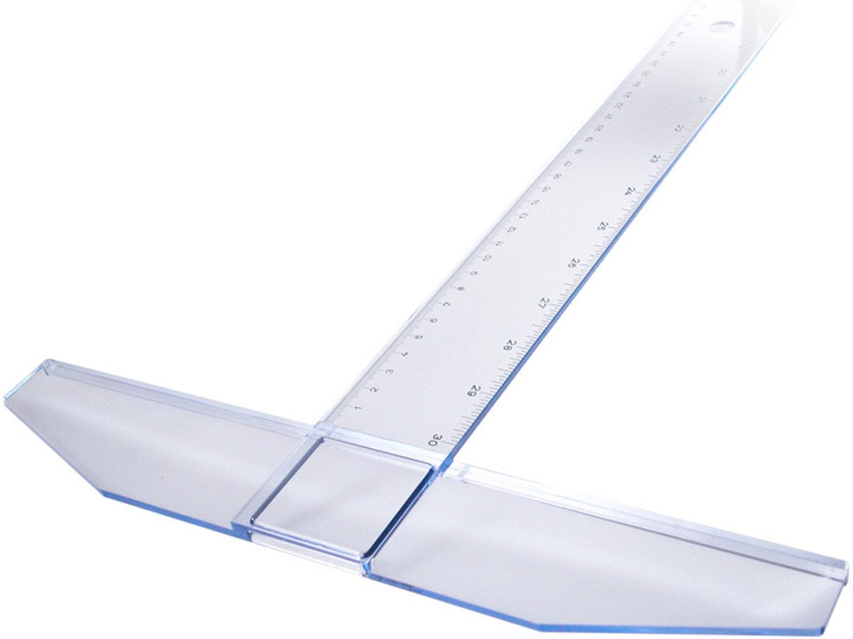 Aristo Zeichenhaken – Länge 75 cm – mm cm Zoll-Skala – kristallklares Plexiglas – mit rutschfesten Noppen – AR-23177