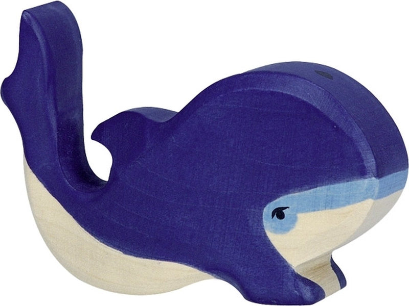 Holztiger Blauwal, klein. 10 cm.