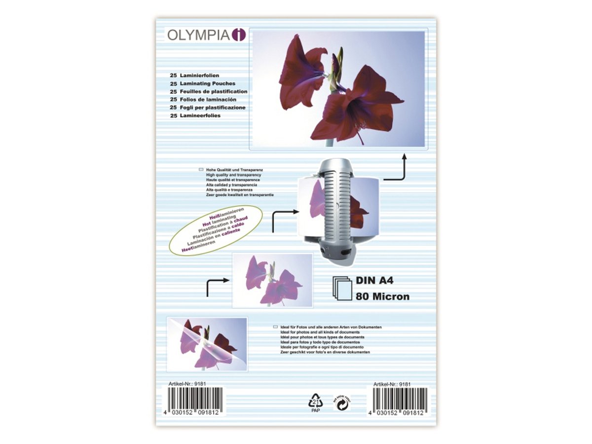 Olympia 1x25--Laminierfolie-Din-A4-80-Mikron