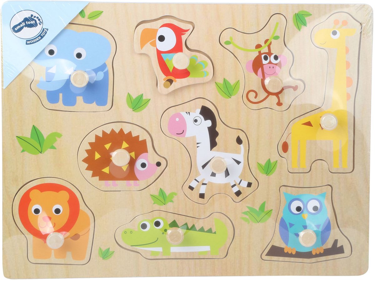 Kleiner Fußholz -Nick -Puzzle -Zoo, 9st.
