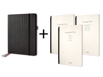 Sigel Business Organizer – Conceptum Flex – A4 – Kunstleder – Schwarz – gefüllt mit Notizbuchlinie – To-Do-Listen-Notizbuch – Gesprächsnotizen-Notizbuch – Si-CF132