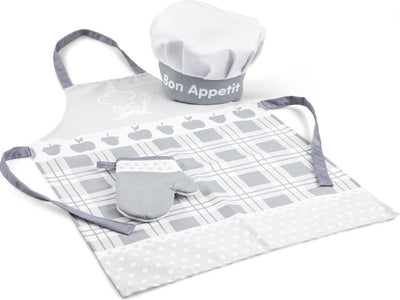 New Classic Toys® Küchenschürze weiß silber inklusive Kochmütze und Ofenhandschuh