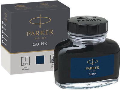 Parker Füllfederhalter-Tintenflasche | blaue schwarze Quink-Tinte | 57 ml Schreibtinte für Füllfederhalter