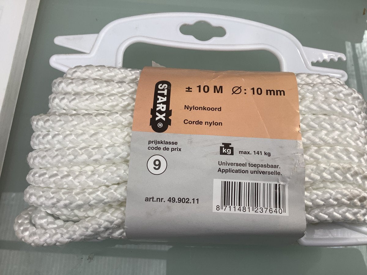Starx-Nylonschnur. 10mm. dick. 10 Meter lang. Weiß. Seil.