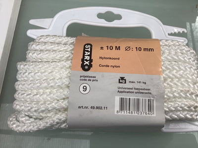 Starx-Nylonschnur. 10mm. dick. 10 Meter lang. Weiß. Seil.