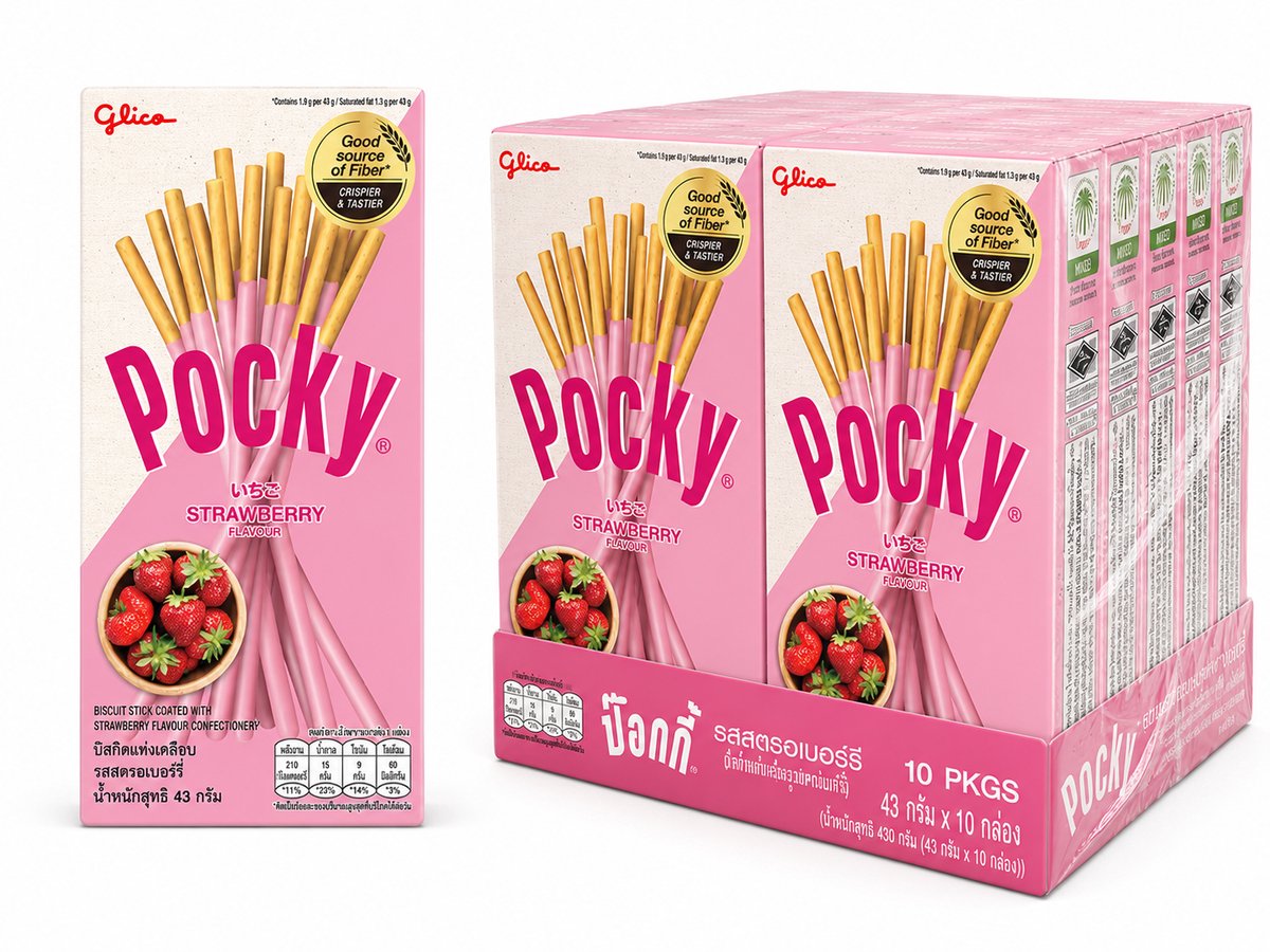 Pocky-Erdbeere – 10 x 43 g – Vorteilspackung