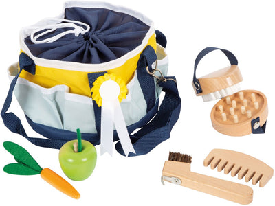 Kleiner Fußholz -Pferdepflege mit Tasche, 8dlg.
