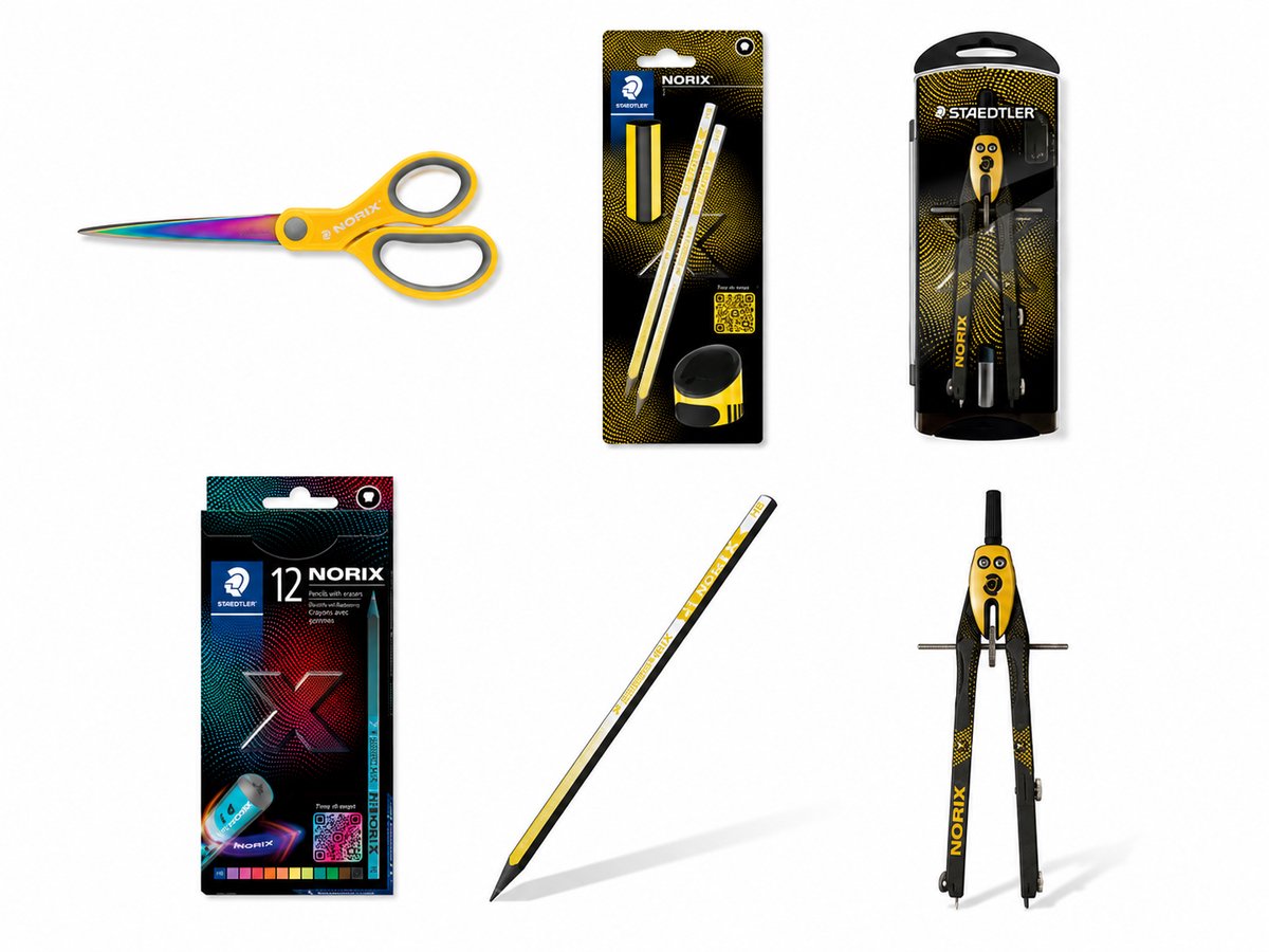 Staedtler Noris Back to School – Schulset – Bleistifte, Buntstifte, Zirkel und Schere – Gelb