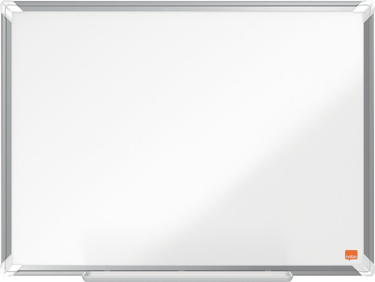 Nobo Premium Plus magnetisches Whiteboard aus Emaille – mit Stiftablage – inklusive Whiteboard-Marker – 600 x 450 mm