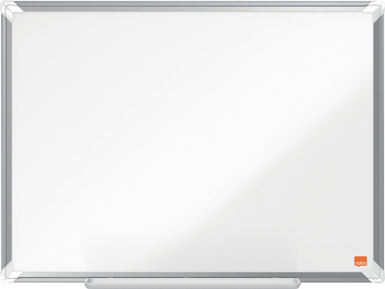 Nobo Premium Plus magnetisches Whiteboard aus Emaille – mit Stiftablage – inklusive Whiteboard-Marker – 600 x 450 mm