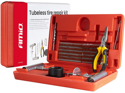 Amio Tubeless-Reifenreparaturset 38-teilig – effektive Pannenabdichtung für Auto, SUV, Motorrad und Quad
