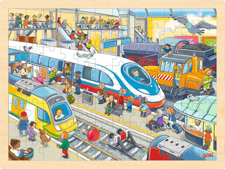 Goki Holzpuzzle Bahnhof, 96tlg.
