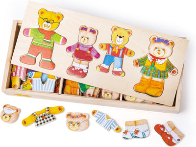 Bigjigs Holz-Anziehpuzzle Bärenfamilie – 72 Teile.