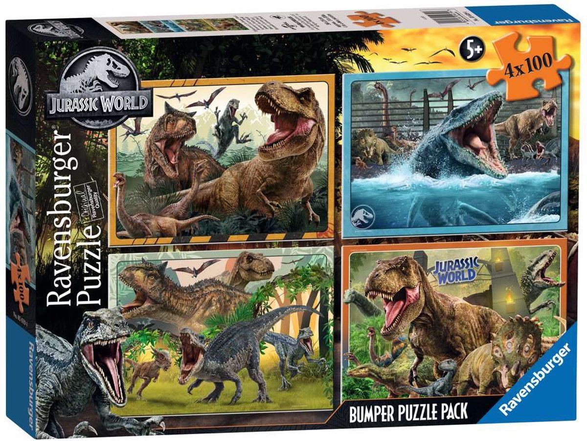 Ravensburger Jurassic World Puzzle 4x100 Teile mehrfarbig