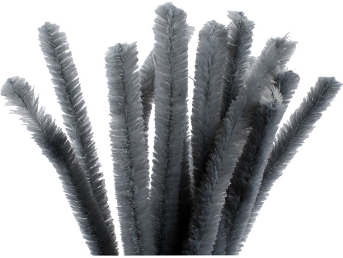 Creativ Company Chenille, L: 30 cm, Stärke 15 mm, grau, 15 Stück 1 Box